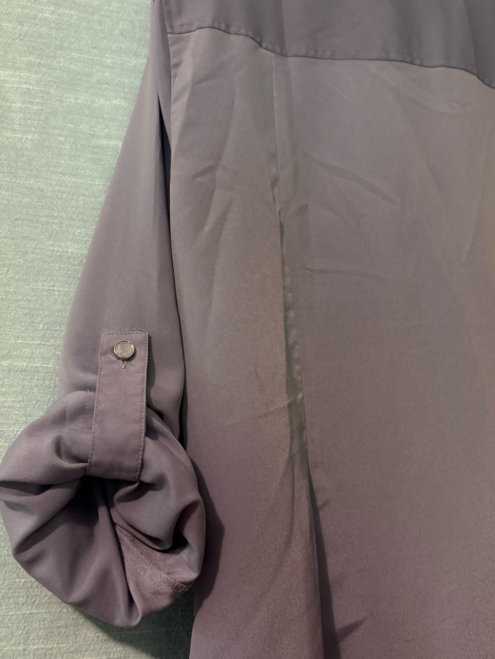 Michael Kors Blouse Zip Up Long Tab Sleeves Lavender Women’s Sz 12 - Picture 3 of 7